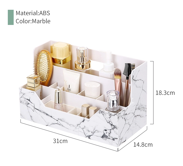 Household Office Desk Washable Plastic Marble Cosmetic Drawer Organizer Dividers Makeup Organizer